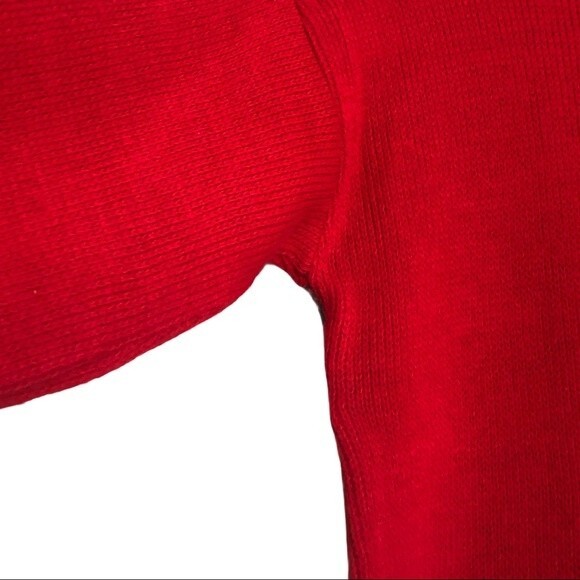 Vintage Sweater Womens Medium Red Black White Scottie Dog Patchwork Holiday - Picture 9 of 9